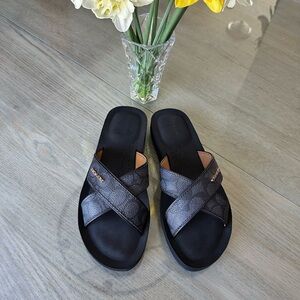 Coach Black Slide Sandals